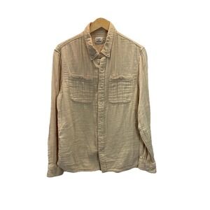 Flint And Tinder Shirt Mens L Double Gauze Utility Button Down Ivory luxury